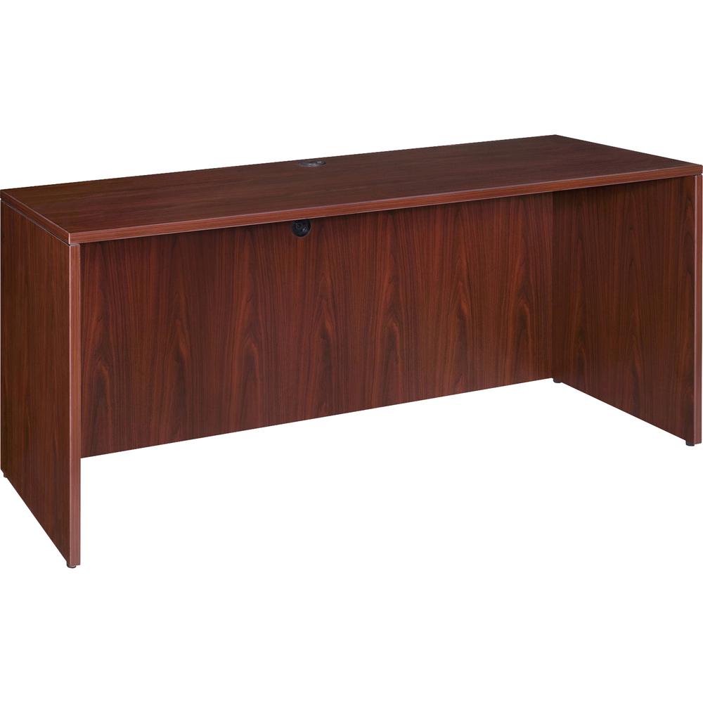 Lorell Essentials Series Credenza Shell - 29.5" Height x 59" Width x 23.6" Depth x 1" Thickness - Finish: Laminate, Mahogany - Grommet, Durable, Adjustable Feet - 1 Each. Picture 3