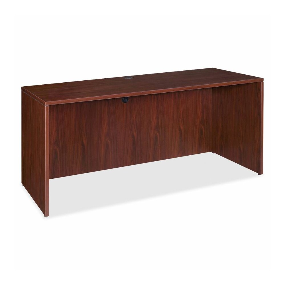 Lorell Essentials Series Credenza Shell - 29.5" Height x 70.9" Width x 23.6" Depth - Finish: Laminate, Mahogany - Grommet, Durable, Adjustable Feet - 1 Each. Picture 6