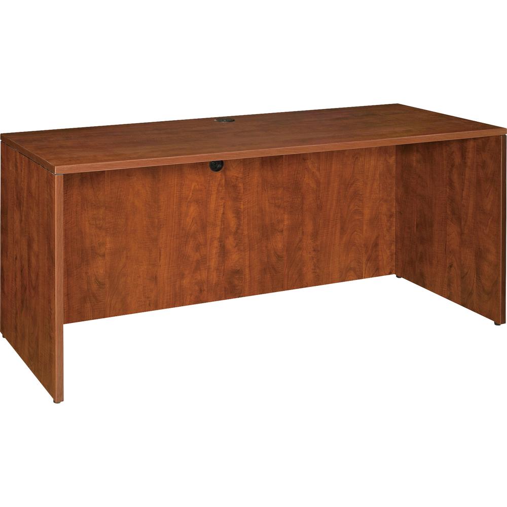 Lorell Essentials Series Credenza Shell - 29.5" Height x 70.9" Width x 23.6" Depth - Finish: Cherry, Laminate - Grommet - 1 Each. Picture 2