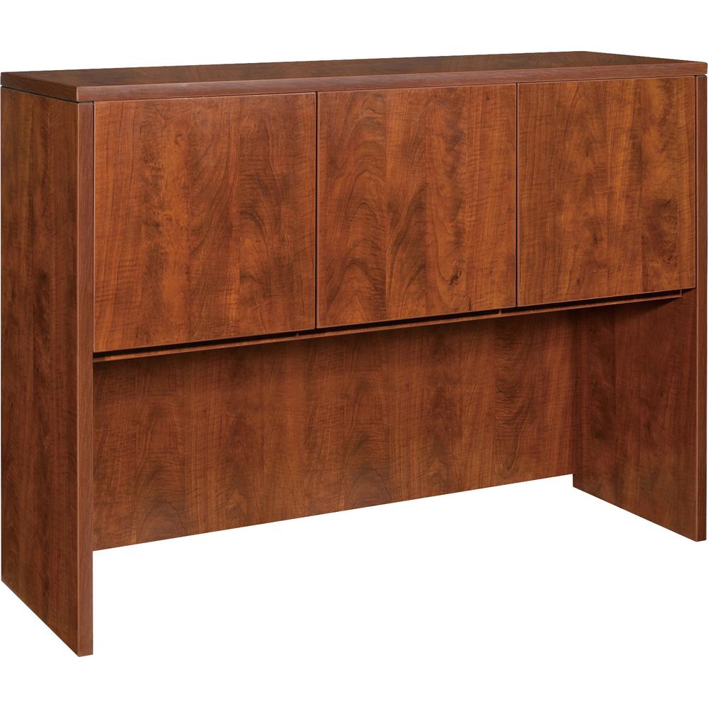 Lorell Essentials Series Stack-on Hutch with Doors - 36" Height x 47.3" Width x 14.8" Depth - 3 Door(s) - Finish: Cherry, Laminate - Grommet, Cord Management - 1 Each. Picture 2