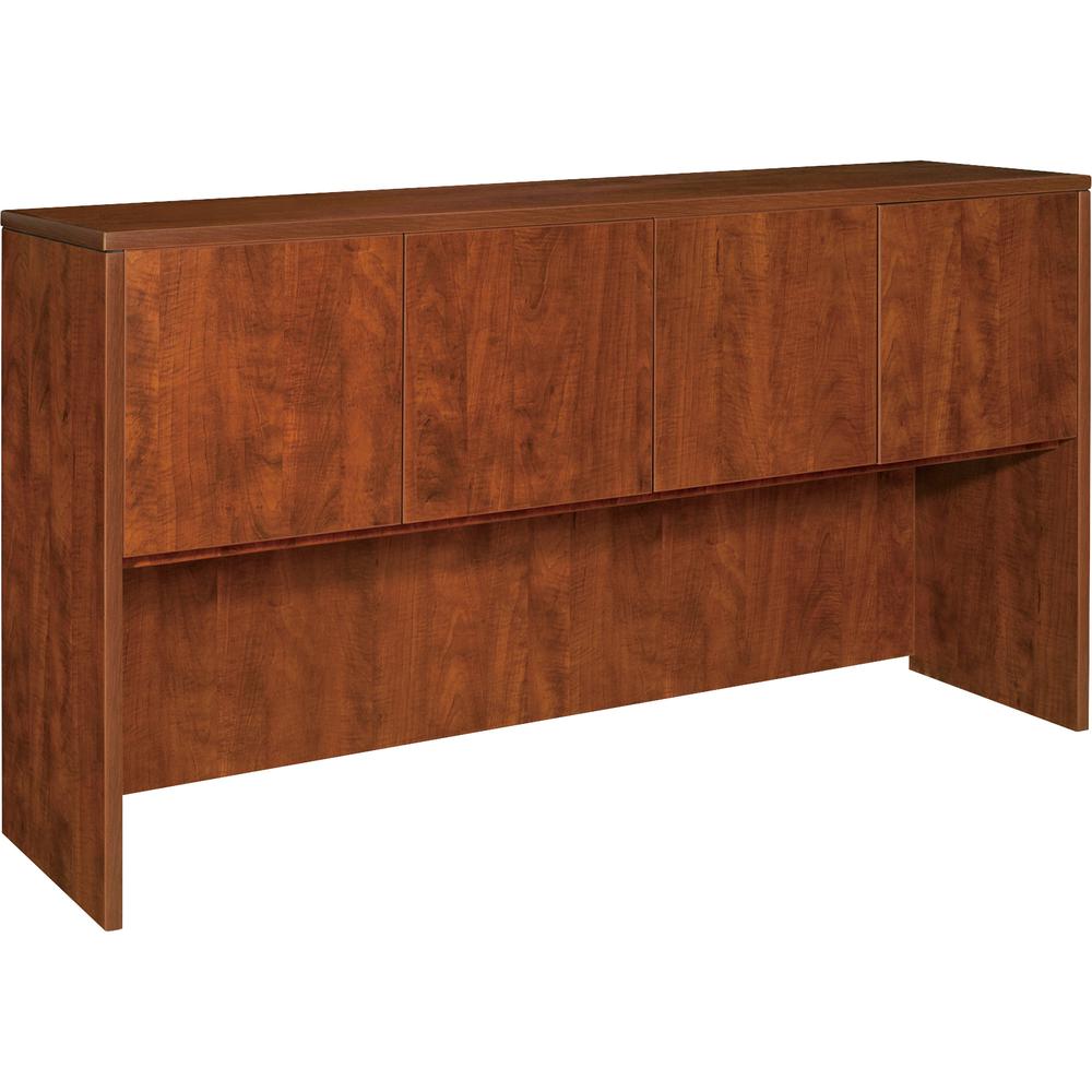 Lorell Essentials Series Stack-on Hutch with Doors - 66.1" x 14.8" x 36" - Finish: Cherry, Laminate. Picture 5