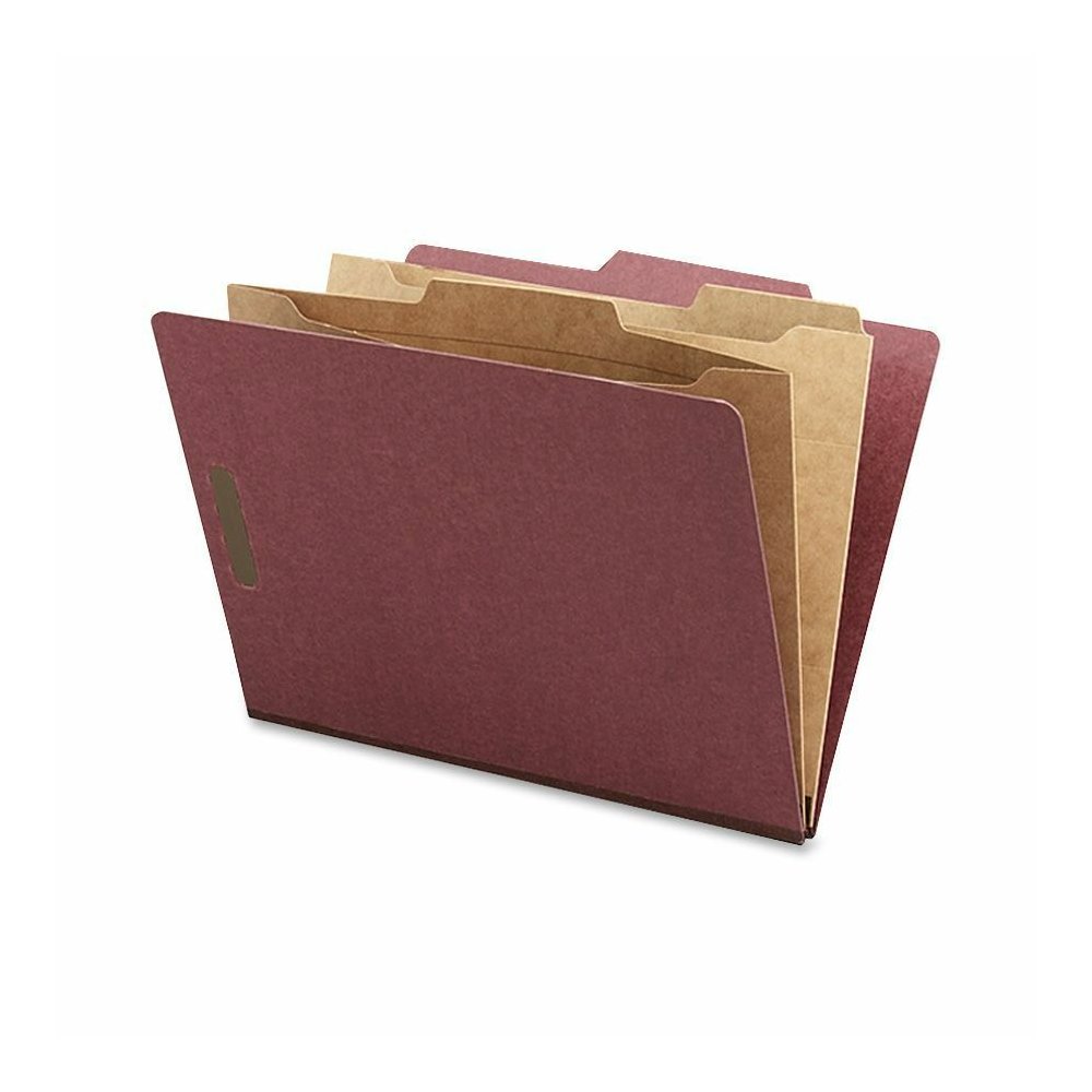 Nature Saver 2/5 Tab Cut Letter Yes Classification Folder - 8 1/2" x 11" - 2" Expansion - 4 Fastener - 2" for Folder, 1" for Divider - 2 Pocket - 2 Divider - 25 pt. - Pressboard - Red - 100% Recycled . Picture 2