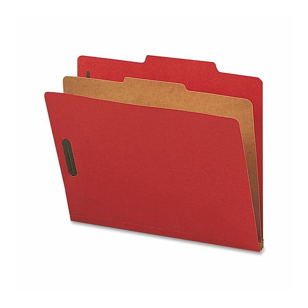 Nature Saver Letter Recycled Classification Folder - 8 1/2" x 11" - 2" for Folder - 1 Divider - 25 pt. - Bright Red - 100% Recycled - 10 / Box. Picture 2