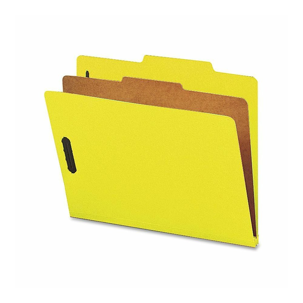 Nature Saver Letter Recycled Classification Folder - 8 1/2" - 2" Expansion - 2" for Folder - Top Tab Location - 1 Divider - 25 pt. - Yellow - Eco-friendly, Durable - 100% Recycled - 10 / Box. Picture 2