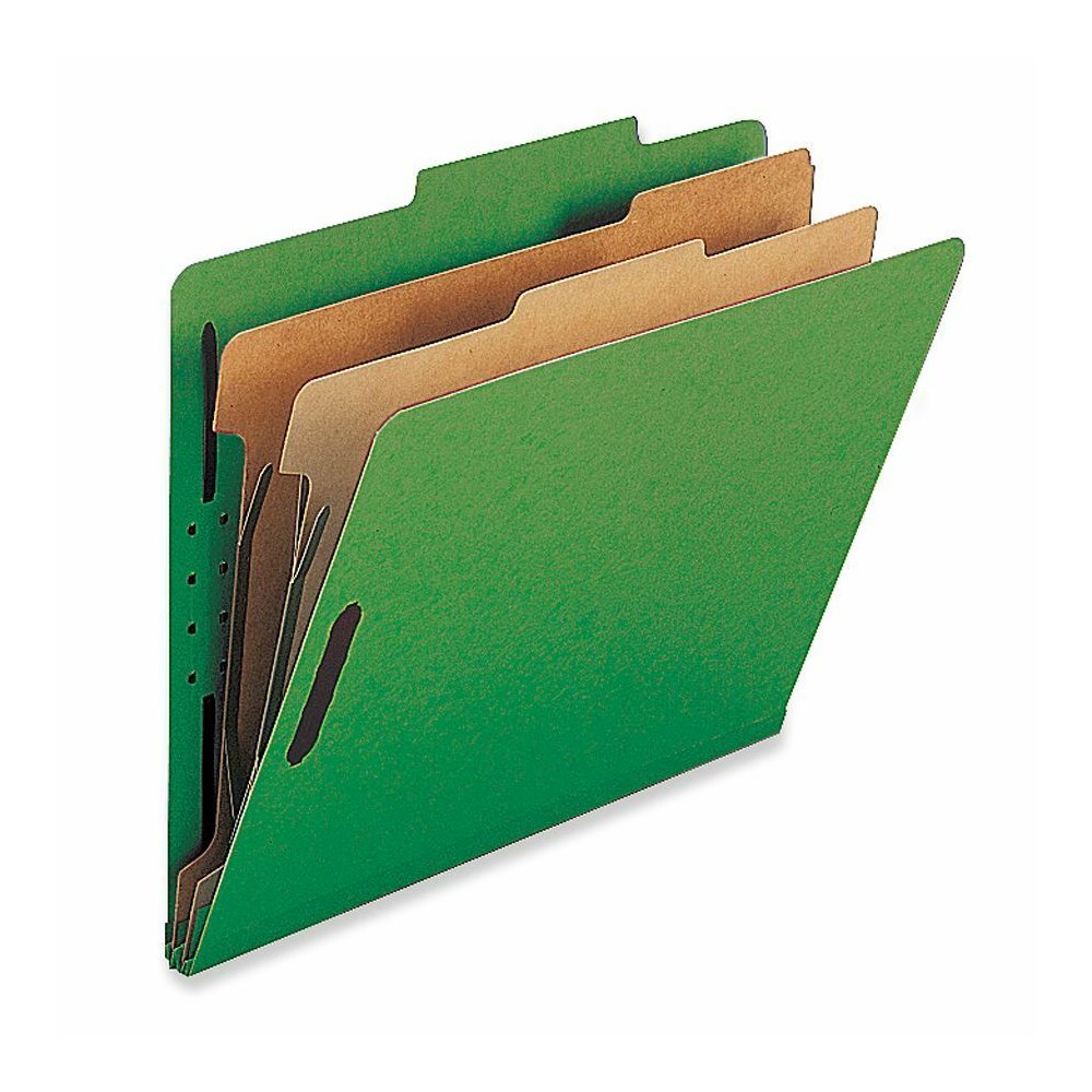 Nature Saver Legal Recycled Classification Folder - 8 1/2" x 14" - 2" for Folder - 2 Divider - 25 pt. - Green - 100% Recycled - 10 / Box. Picture 2