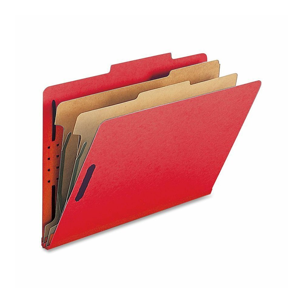 Nature Saver Legal Recycled Classification Folder - 8 1/2" x 14" - 2" for Folder - 2 Divider - 25 pt. - Bright Red - 100% Recycled - 10 / Box. Picture 2