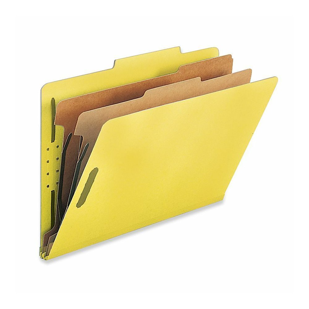 Nature Saver Legal Recycled Classification Folder - 8 1/2" x 14" - 2" for Folder - 2 Divider - 25 pt. - Yellow - 100% Recycled - 10 / Box. Picture 2