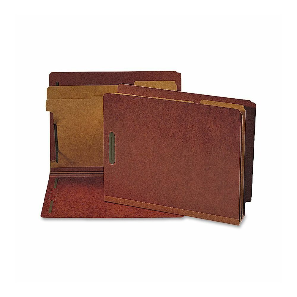 Nature Saver Letter Recycled Classification Folder - 8 1/2" x 11" - 2 Fastener - 2" for Folder - End Tab Location - 2 Divider - 25 pt. - Red - 100% Recycled - 10 / Box. Picture 2
