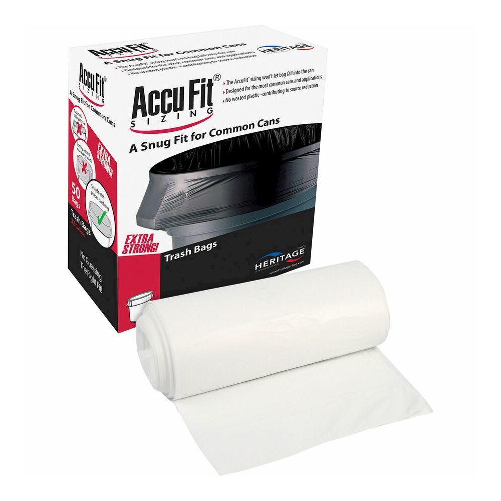 Heritage RePrime AccuFit 44-gal Can Liners - 44 gal Capacity - 50" Length x 37" Width x 0.90 mil (23 Micron) Thickness - Low Density - Clear - Linear Low-Density Polyethylene (LLDPE) - Garbage - 50 / . Picture 4