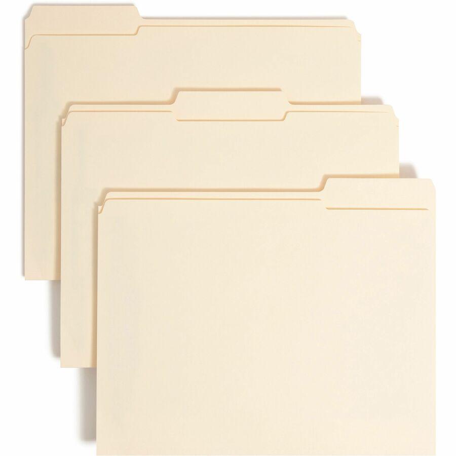 Smead 1/3 Tab Cut Letter Recycled Fastener Folder - 8 1/2" x 11" - 3/4" Expansion - 2 x 2S Fastener(s) - Top Tab Location - Assorted Position Tab Position - Manila - Manila - 10% Recycled - 50 / Box. Picture 11
