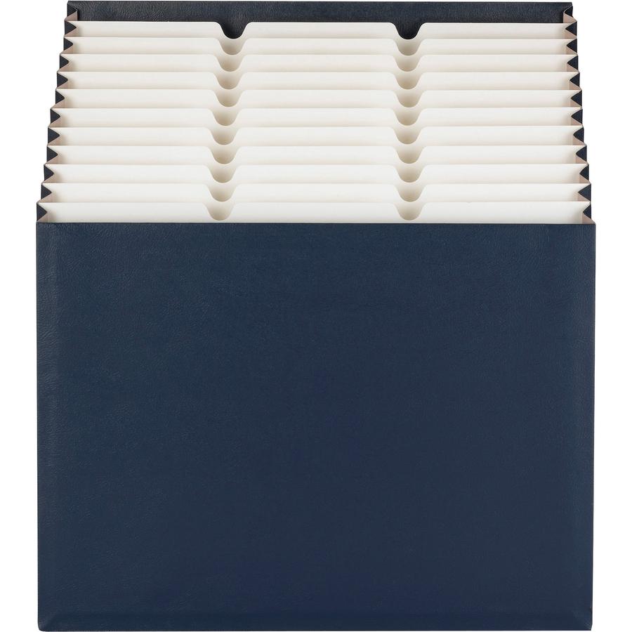 Smead 1/3 Tab Cut Letter Recycled Expanding File - 8 1/2" x 11" - 7/8" Expansion - 12 Pocket(s) - Top Tab Location - Assorted Position Tab Position - 11 Divider(s) - Navy - 10% Recycled - 1 Each. Picture 10