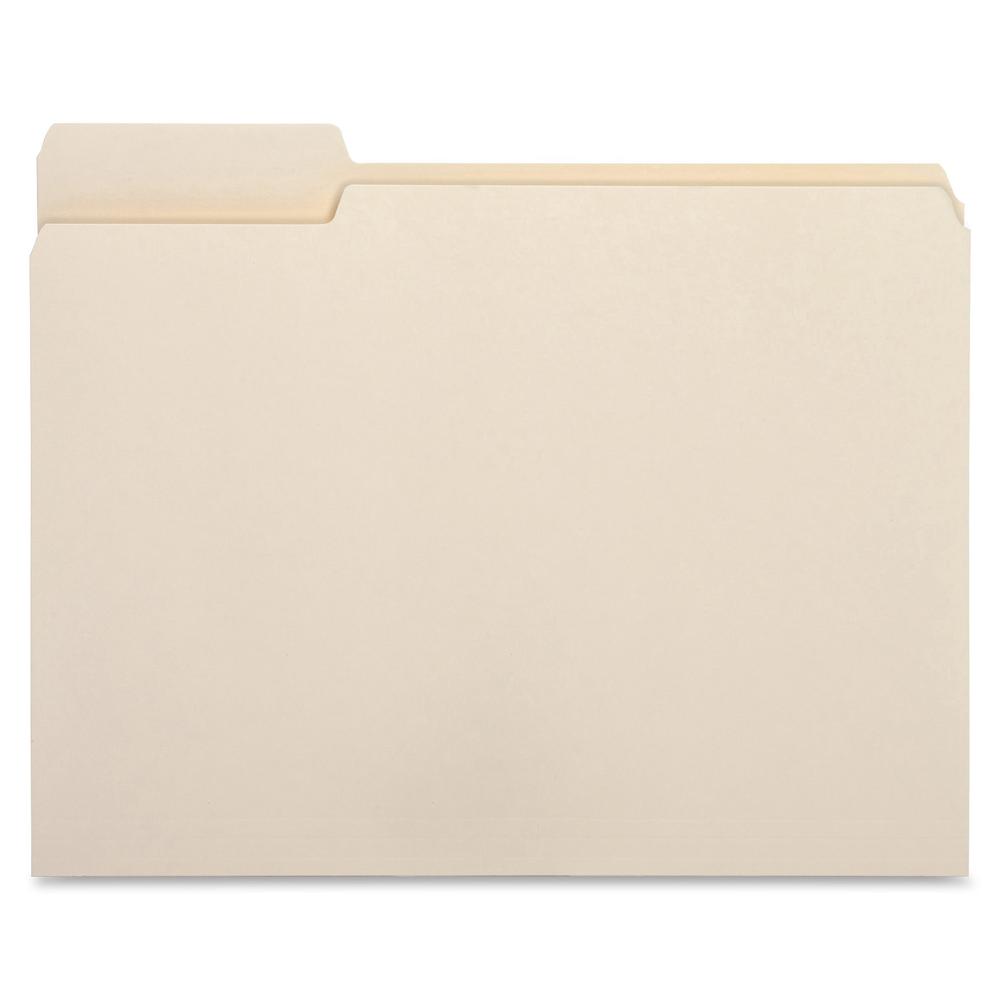 Business Source 1/3 Tab Cut Letter Recycled Top Tab File Folder - 8 1/2" x 11" - 3/4" Expansion - Top Tab Location - Left Tab Position - 11 pt. - 1 Plys - Manila - 10% Recycled - 100 / Box. Picture 2