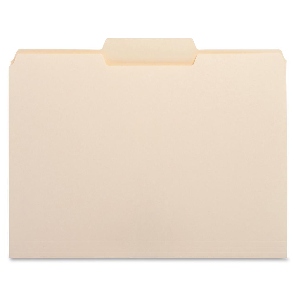Business Source 1/3 Tab Cut Letter Recycled Top Tab File Folder - 8 1/2" x 11" - 3/4" Expansion - Top Tab Location - Center Tab Position - 11 pt. - 1 Plys - Manila - 10% Recycled - 100 / Box. Picture 3