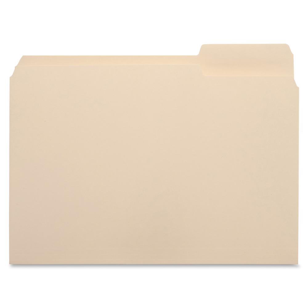 Business Source 1/3 Tab Cut Letter Recycled Top Tab File Folder - 8 1/2" x 11" - 3/4" Expansion - Top Tab Location - Right Tab Position - 11 pt. - 1 Plys - Manila - 10% Recycled - 100 / Box. Picture 2