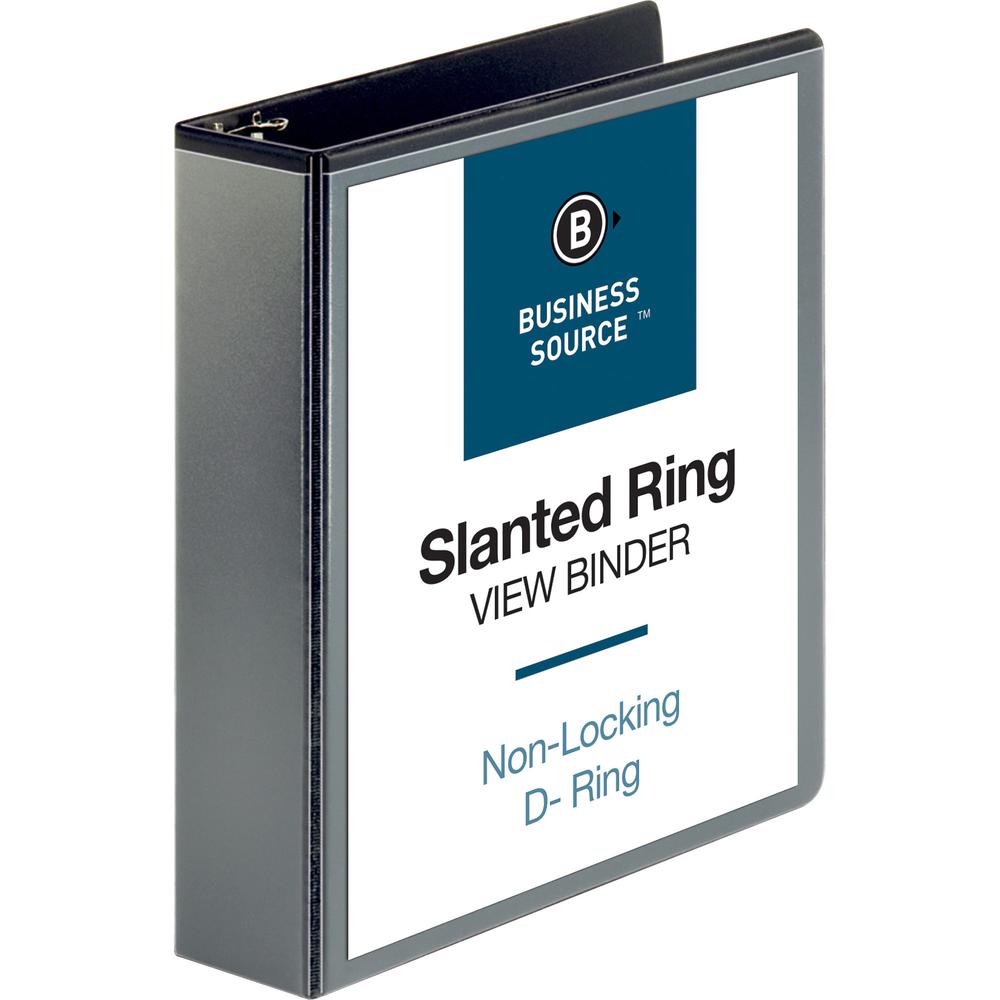 Business Source Basic D-Ring View Binders - 2" Binder Capacity - Letter - 8 1/2" x 11" Sheet Size - Fastener: D-Ring - Polypropylene - Black - No - Clear Overlay - 1 Each. Picture 9