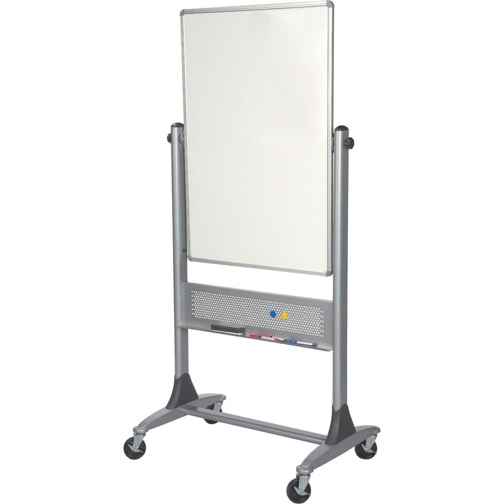 MooreCo Magnetic Porcelain Rotating Markerboard - 30" (2.5 ft) Width x 40" (3.3 ft) Height - Porcelain Surface - Aluminum Frame - Rectangle - Assembly Required - 1 Each. Picture 2