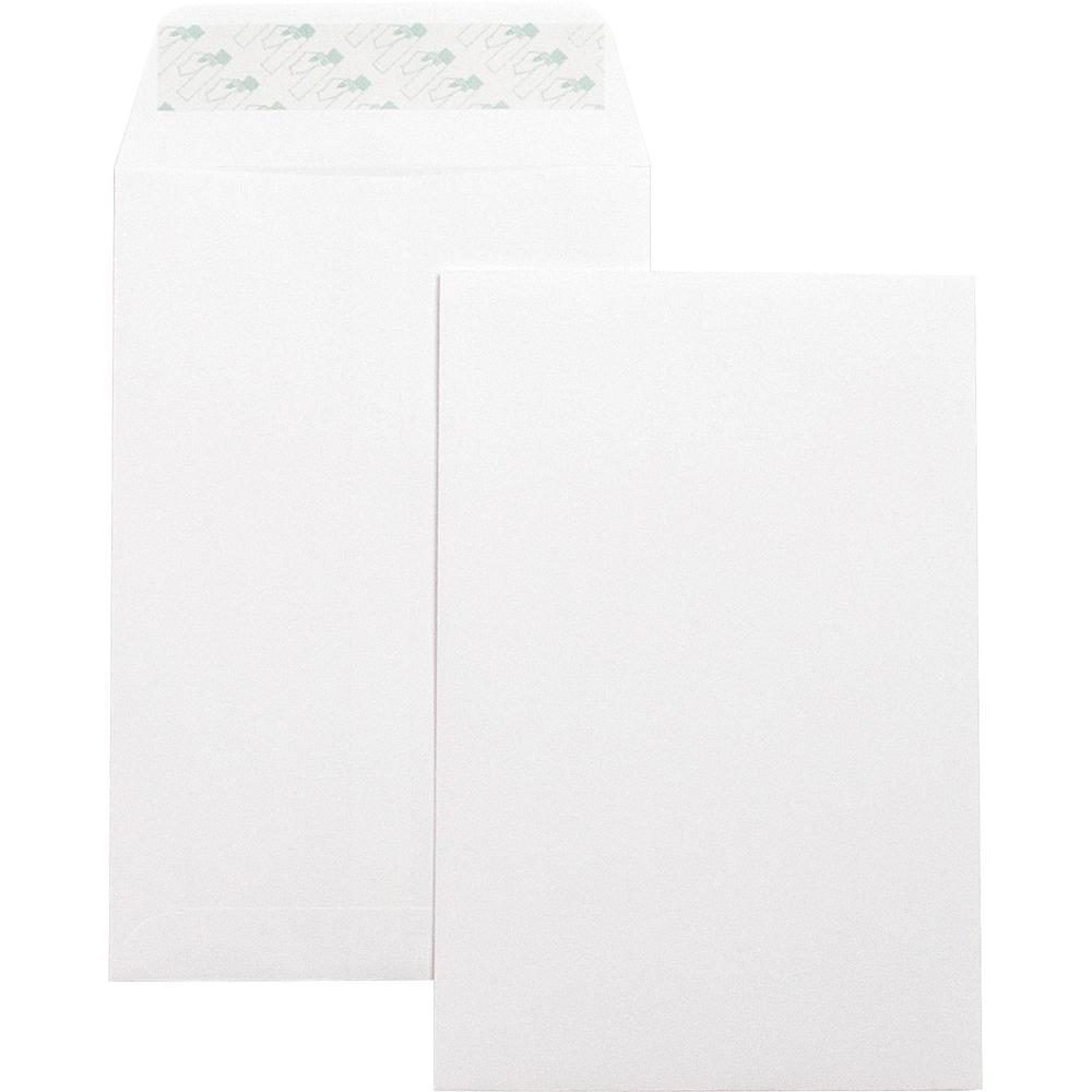 Business Source Self-Seal 6"x9" Catalog Envelopes - Catalog - 6" Width x 9" Length - 28 lb - Self-sealing - White - Wove - 100 / Box. Picture 2