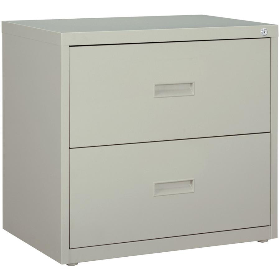 Lorell Value Lateral File - 2-Drawer - 30" Width x 18.6" Depth x 28.1" Height - 2 x Drawer(s) for File - A4, Letter, Legal - Interlocking, Ball-bearing Suspension, Adjustable Glide - Light Gray - Stee. Picture 5