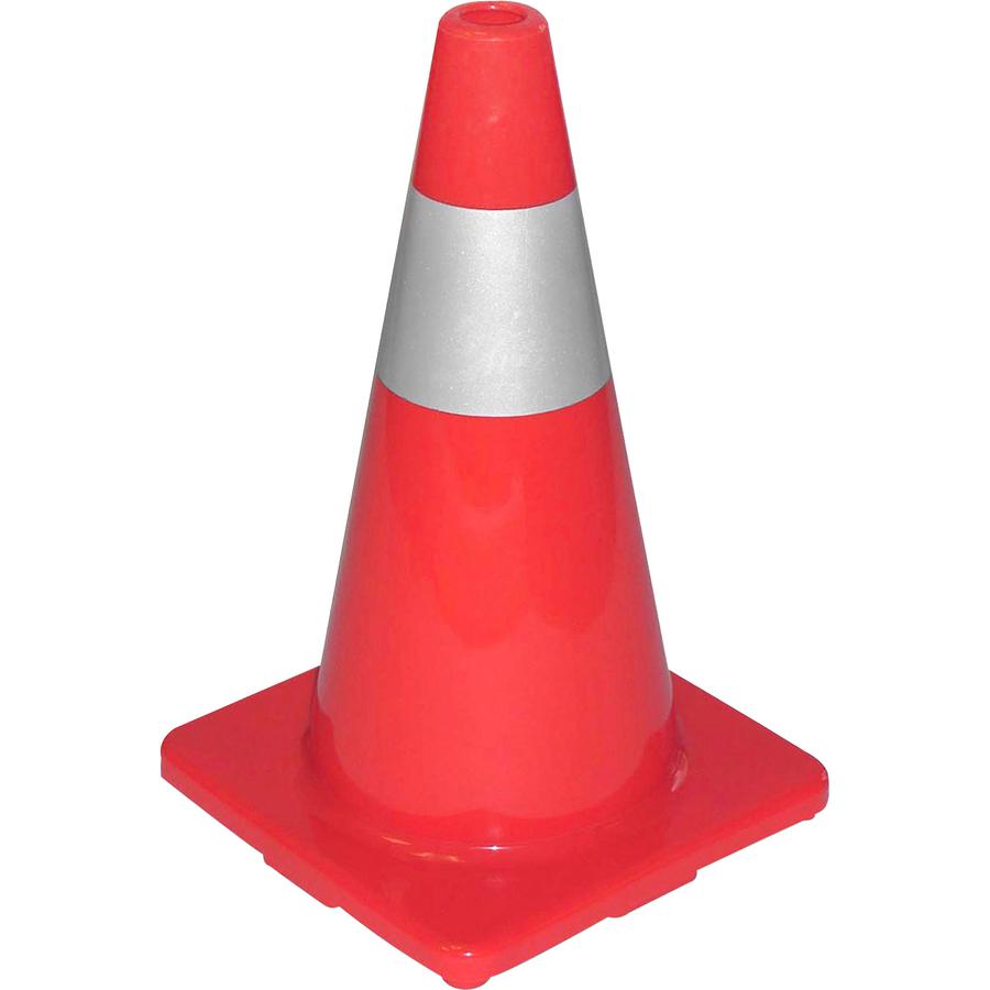 Tatco Sturdy Molded Reflective Traffic Cone - 1 Each - Cone Shape - Reflective Paint, Stackable - Outdoor - Polyvinyl Chloride (PVC) - Orange. Picture 2