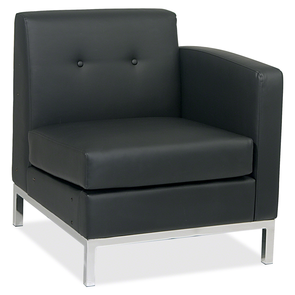 Wall Street Right Arm Chair - Faux Leather Black Seat27" Width x 28" Depth x 30" Height. Picture 3
