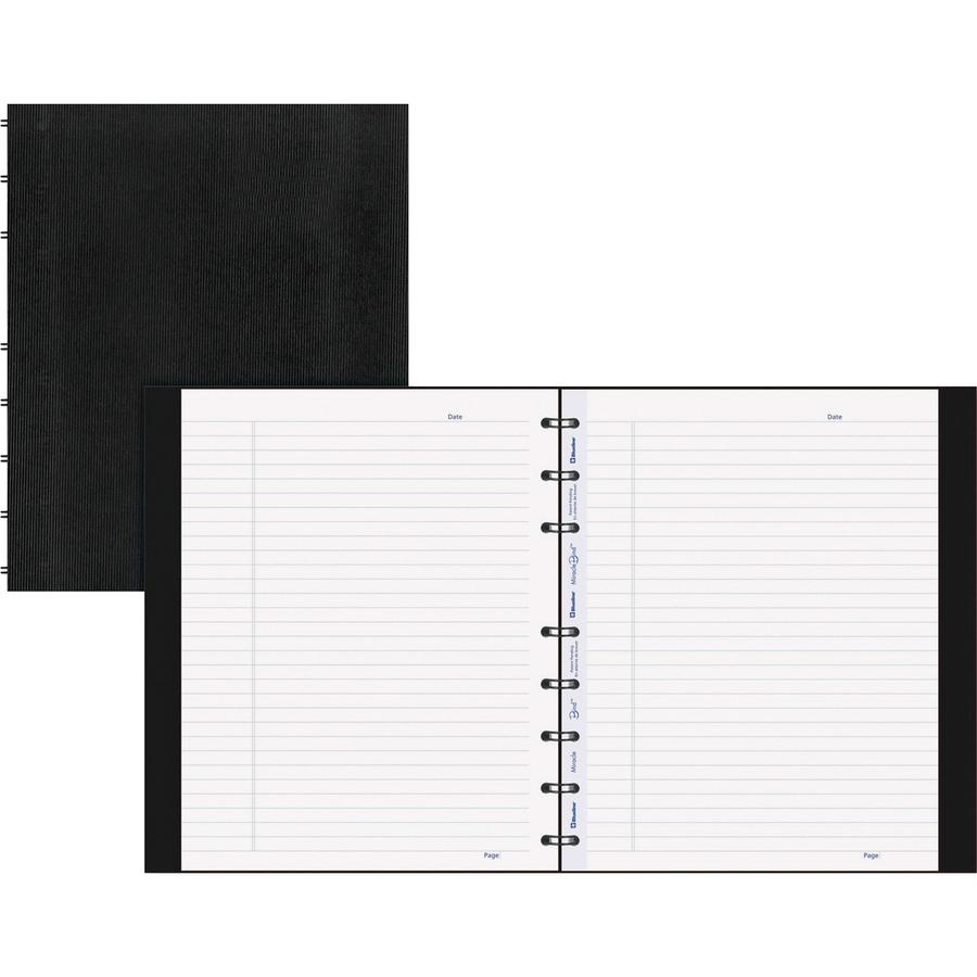 Blueline MiracleBind College Ruled Notebooks - 150 Sheets - 150 Pages - Twin Wirebound - Ruled Margin - 9 1/4" x 7 1/4" - Black Ribbed Cover - Micro Perforated, Index Sheet, Self-adhesive Tab, Pocket,. Picture 3
