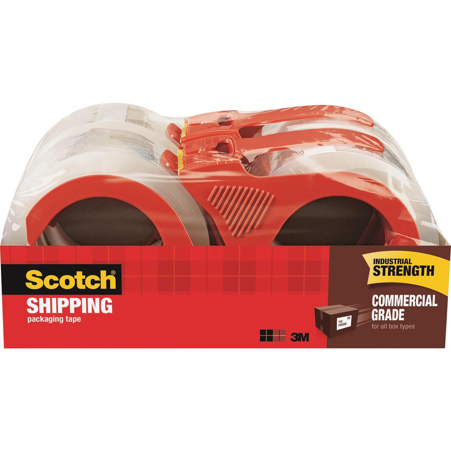 Scotch Commercial-Grade Shipping/Packaging Tape - 54.60 yd Length x 1.88" Width x 3.1 mil Thickness - 3" Core - Clear - Synthetic Rubber Resin - Rubber Resin Backing - Dispenser Included - For Shippin. Picture 2