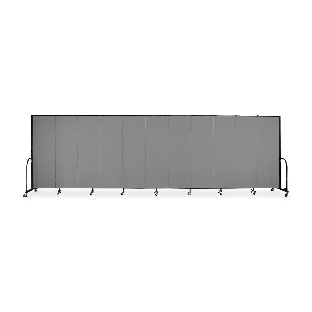 Screenflex Portable Room Dividers - 72" Height x 20.4 ft Length - Black Metal Frame - Polyester - Stone - 1 Each. Picture 11