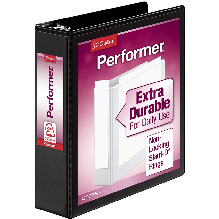 Cardinal Performer ClearVue Slant-D Ring Binder - 2" Binder Capacity - Letter - 8 1/2" x 11" Sheet Size - 540 Sheet Capacity - 2 1/2" Spine Width - 3 x D-Ring Fastener(s) - 2 Inside Front & Back Pocke. Picture 3