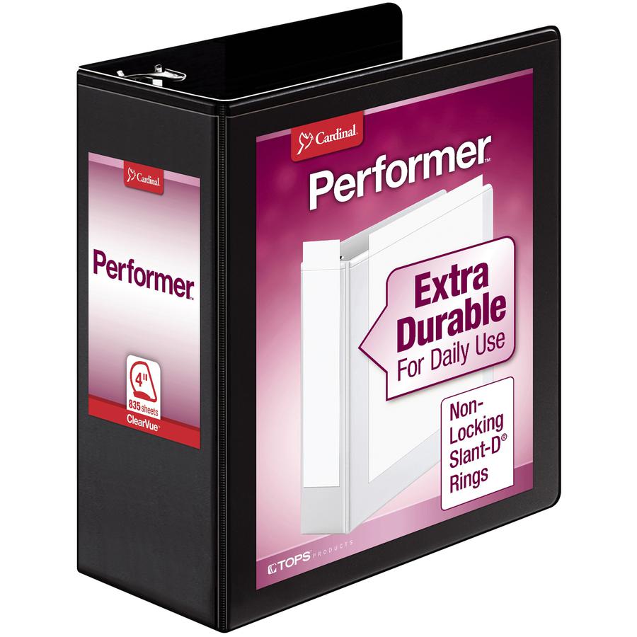 Cardinal Performer ClearVue Slant-D Ring Binder - 4" Binder Capacity - Letter - 8 1/2" x 11" Sheet Size - 835 Sheet Capacity - 3 3/5" Spine Width - 3 x D-Ring Fastener(s) - 2 Inside Front & Back Pocke. Picture 7