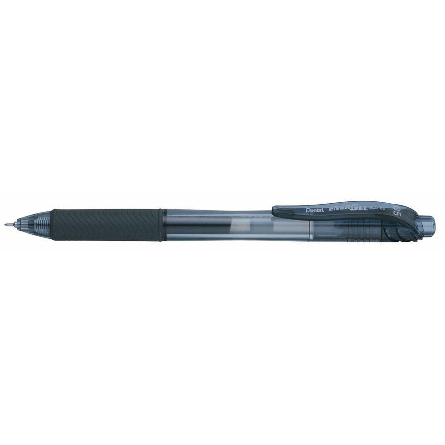 EnerGel EnerGel-X Retractable Gel Pens - Fine Pen Point - 0.5 mm Pen Point Size - Needle Pen Point Style - Refillable - Retractable - Black Gel-based Ink - Black Barrel - 12 / Box. Picture 4