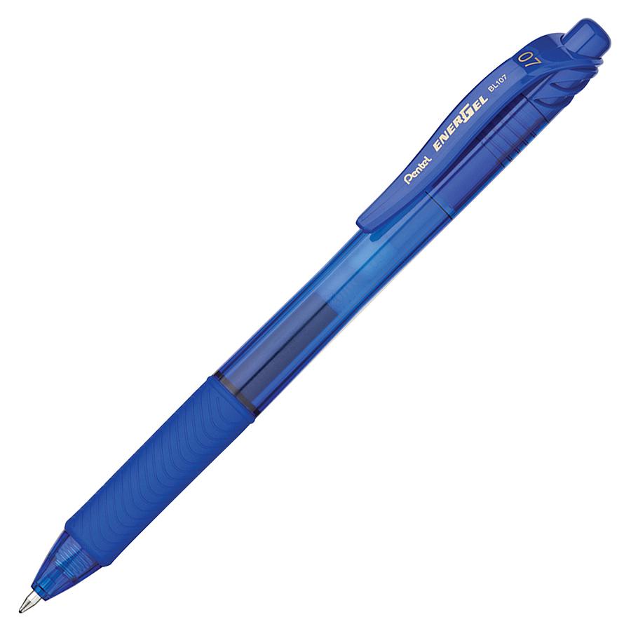 EnerGel EnerGel-X Retractable Gel Pens - Medium Pen Point - 0.7 mm Pen Point Size - Refillable - Retractable - Blue Gel-based Ink - Blue Barrel - Metal Tip - 12 / Box. Picture 3