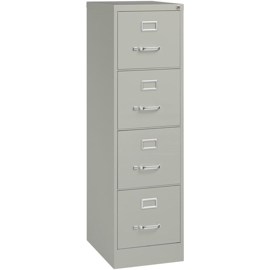 Lorell Fortress Series 22" Commercial-Grade Vertical File Cabinet - 15" Width x 22" Depth x 52" Height - 4 x Drawer(s) for File - Letter - Lockable, Ball-bearing Suspension - Light Gray - Steel - Recy. Picture 9