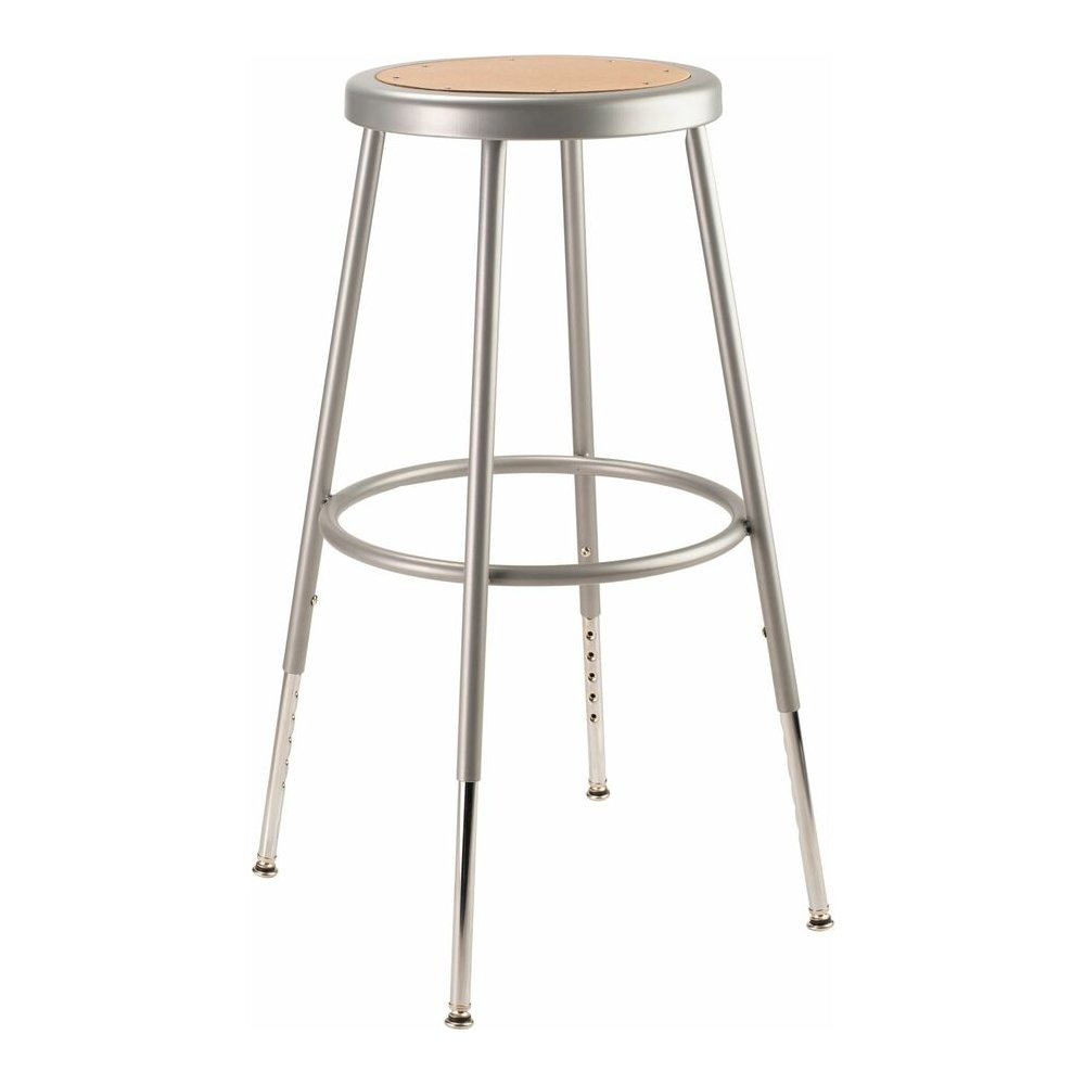 National Public Seating 6200 Series Heavy-Duty Stools - Masonite Seat Color - Masonite Seat Material - Gray Frame Color - Steel Frame Material - Four-legged Base - Gray - 1 Each. Picture 3