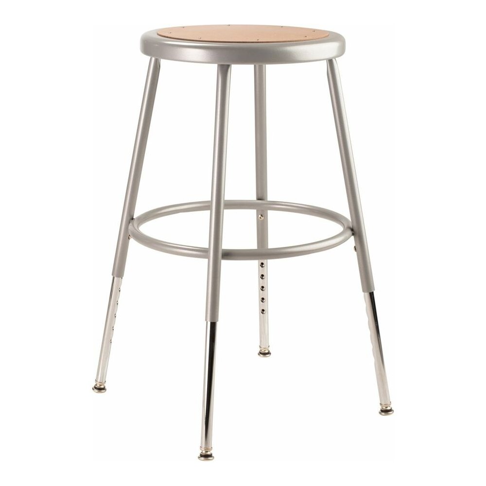 National Public Seating 6200 Series Heavy-Duty Stools - Masonite Seat Color - Masonite Seat Material - Gray Frame Color - Steel Frame Material - Four-legged Base - Gray - 1 Each. Picture 3