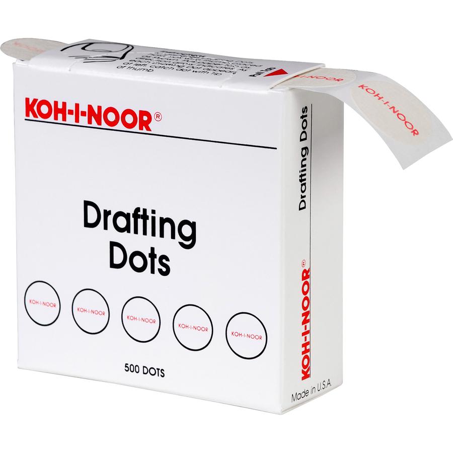 Koh-I-Noor Drafting Dots - 0.88" Dia - Paper - Dispenser Included - Tear Resistant - For Holding - 1 / Box - White. Picture 2