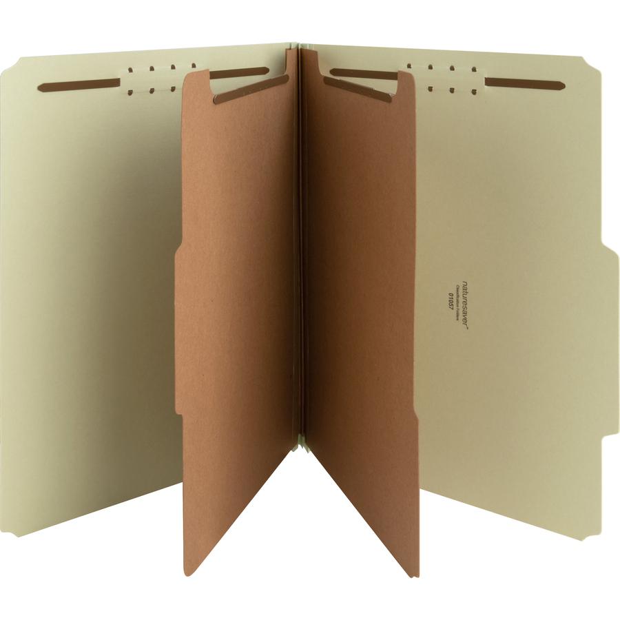 Nature Saver 2/5 Tab Cut Letter Yes Classification Folder - 8 1/2" x 11" - 2" Expansion - Prong K Style Fastener - 2" for Folder, 1" for Divider - 2 Divider - 25 pt. - Fiberboard, Pressboard, Tyvek - . Picture 5