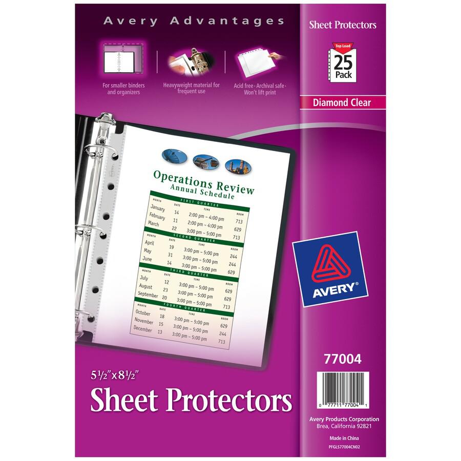 Avery&reg; Mini Diamond Clear Heavyweight Sheet Protectors - 1 x Sheet Capacity - 5 1/2" x 8 1/2" Sheet - 7 x Holes - 3 x Rings - Top Loading - Rectangular - Clear - Polypropylene - 25 / Pack. Picture 3
