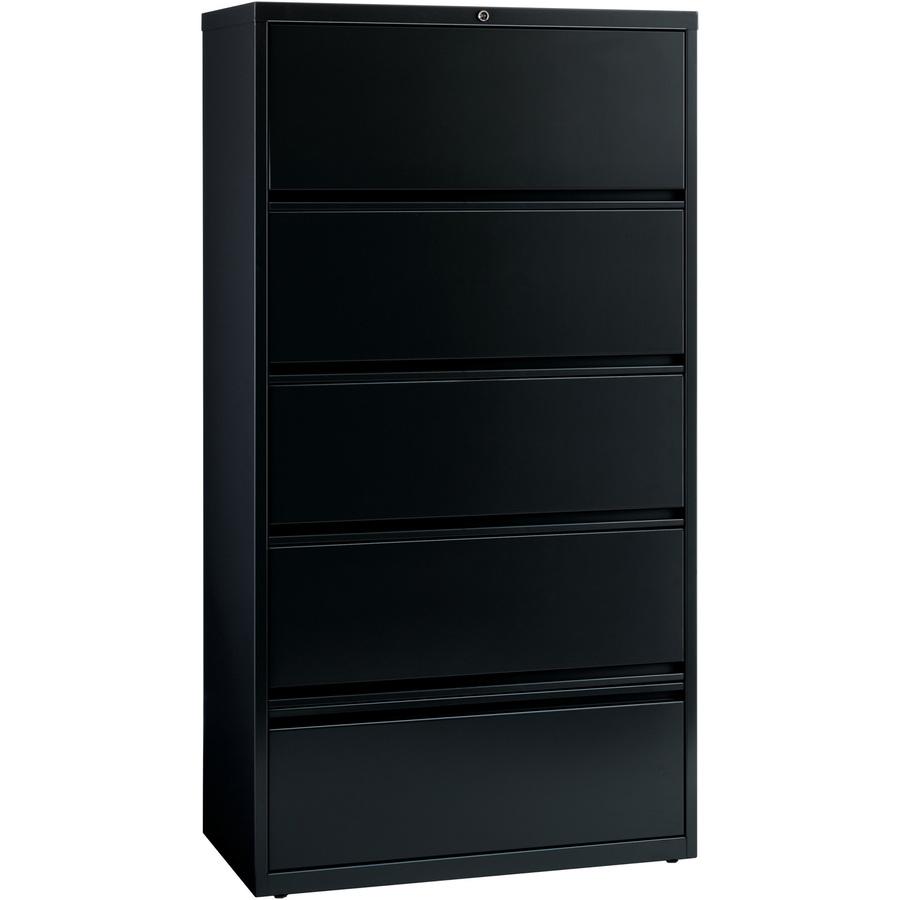Lorell Fortress Series Lateral File - 36" Width x 18.6" Depth x 69" Height - 5 x Drawer(s) for File - Legal, Letter, A4 - Leveling Glide, Ball-bearing Suspension, Interlocking, Heavy Duty, Recessed Ha. Picture 4
