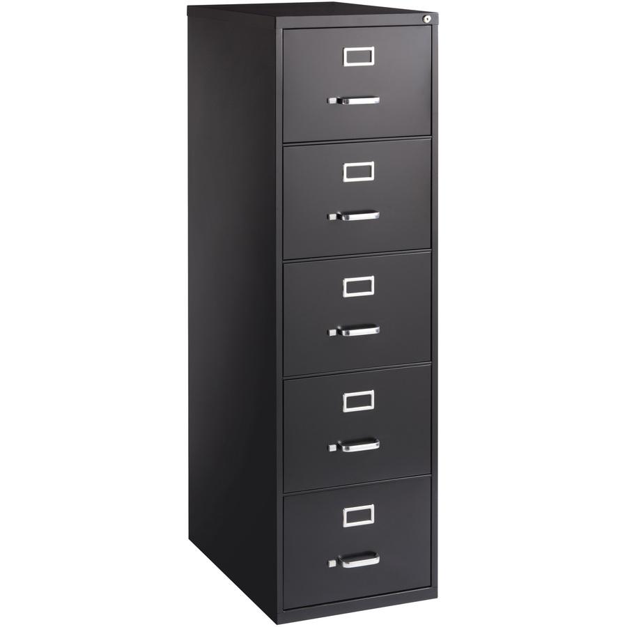 Lorell Fortress Series 26-1/2" Commercial-Grade Vertical File Cabinet - 18" Width x 26.5" Depth x 61" Height - 5 x Drawer(s) for File - Legal - Vertical - Heavy Duty, Security Lock, Ball-bearing Suspe. Picture 5
