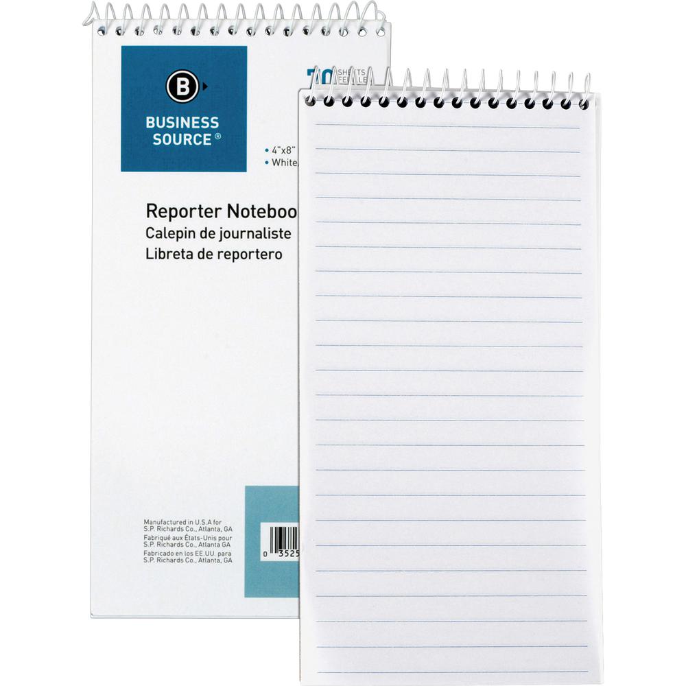 Business Source Coat Pocket-size Reporters Notebook - 70 Sheets - Spiral - 4" x 8" Sheet Size - White Paper - No - 1 Dozen. Picture 6
