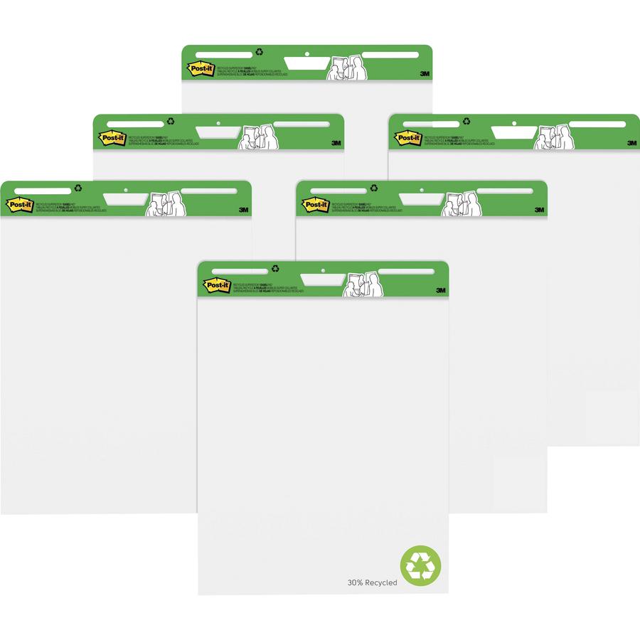 Post-it&reg; Flip-Chart Pad - 30 Sheets - Plain - Stapled - 18.50 lb Basis Weight - 25" x 30" - 35.80" x 25.2" x 1.8" - White Paper - Repositionable, Bleed Resistant, Self-adhesive, Resist Bleed-throu. Picture 3
