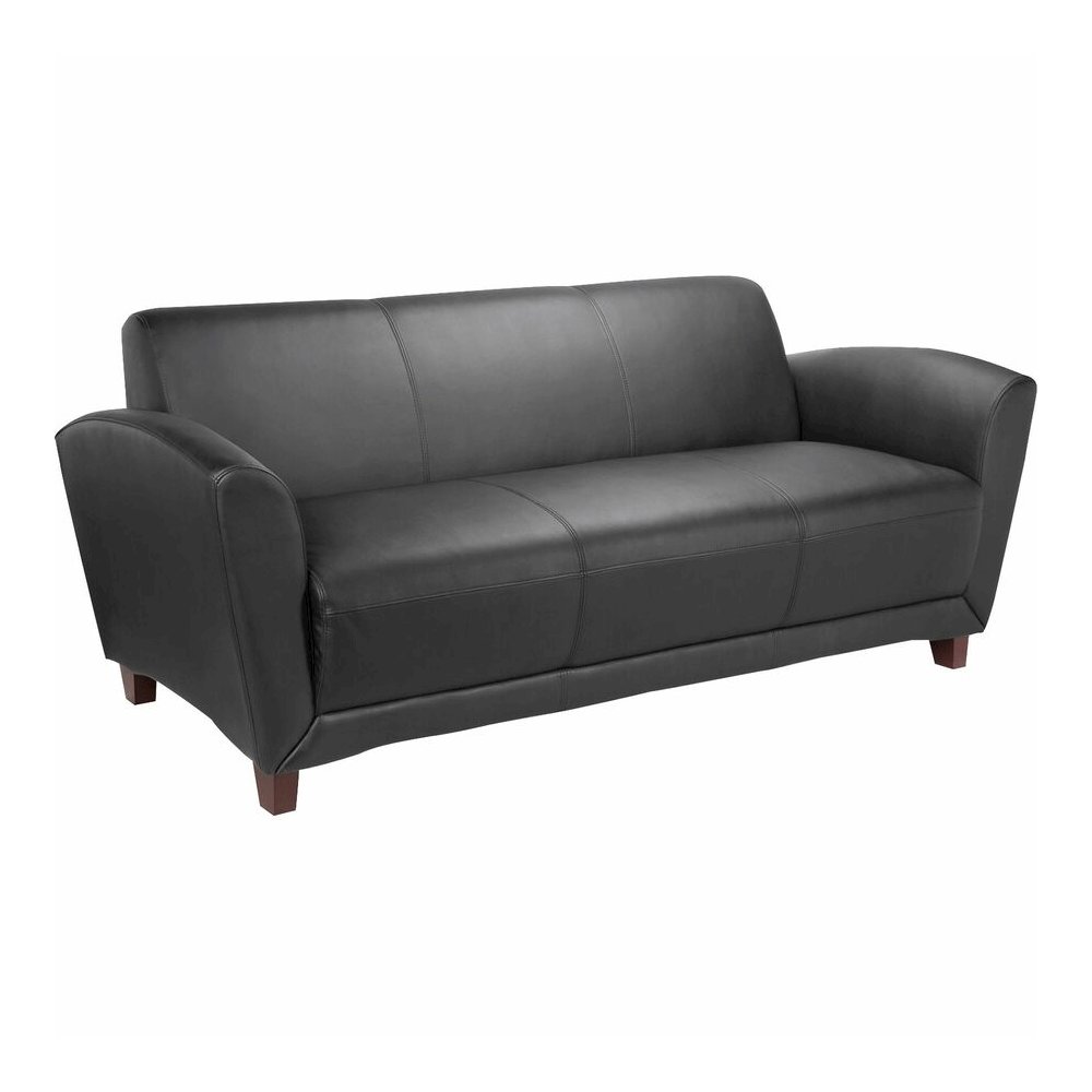 Lorell Accession Reception Sofa - 75" x 34.5" x 31.3" Overall Dimension - Leather Black Seat - Leather Black Back - 1 Each. Picture 12