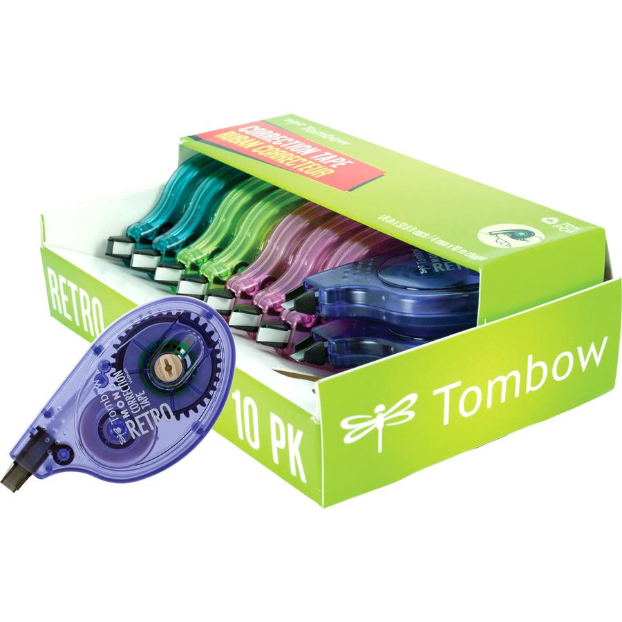 Tombow Mono Correction Tape Retro Applicator Pack - 0.17" Width x 32.83 ft Length - 1 Line(s) - White Tape - Break Resistant, Non-refillable - 10 / Pack - White. Picture 5