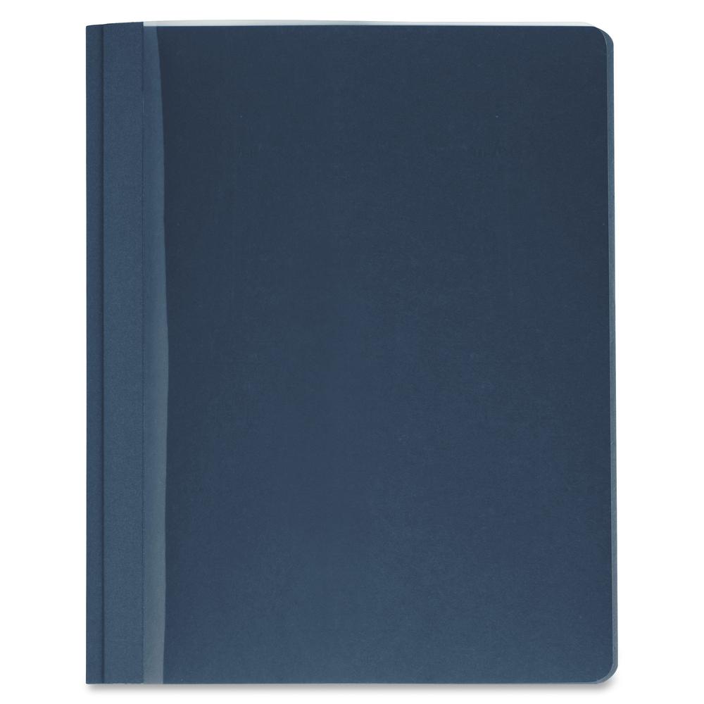 Business Source Letter Report Cover - 8 1/2" x 11" - 100 Sheets Capacity - 3 x Prong Fastener - Clear, Dark Blue - Textured, Non-stick - 25 / Box. Picture 2