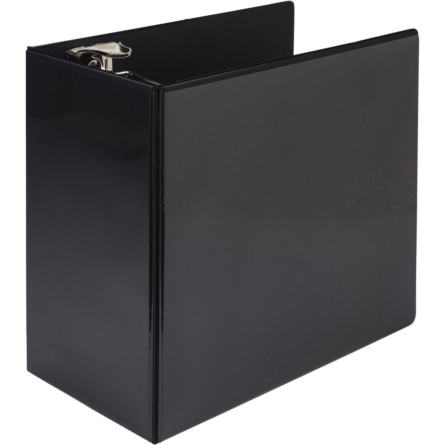 Samsill Durable View Binder - 6" Binder Capacity - Letter - 8 1/2" x 11" Sheet Size - 1225 Sheet Capacity - D-Ring Fastener(s) - 2 Internal Pocket(s) - Polypropylene, Chipboard - Black - 2.73 lb - Rec. Picture 2