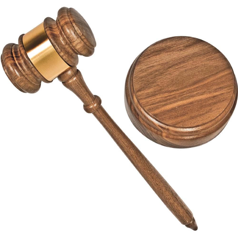 Advantus Gavel Set with Sound Block and Brass Band - Brass. Picture 3