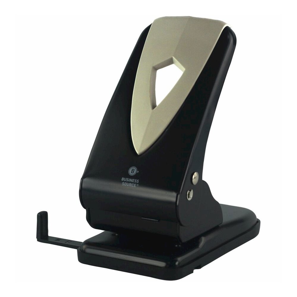 Business Source Two-hole Metal Punch - 2 Punch Head(s) - 65 Sheet of 20lb Paper - 1/4" Punch Size - Metal - Black, Gray. Picture 8