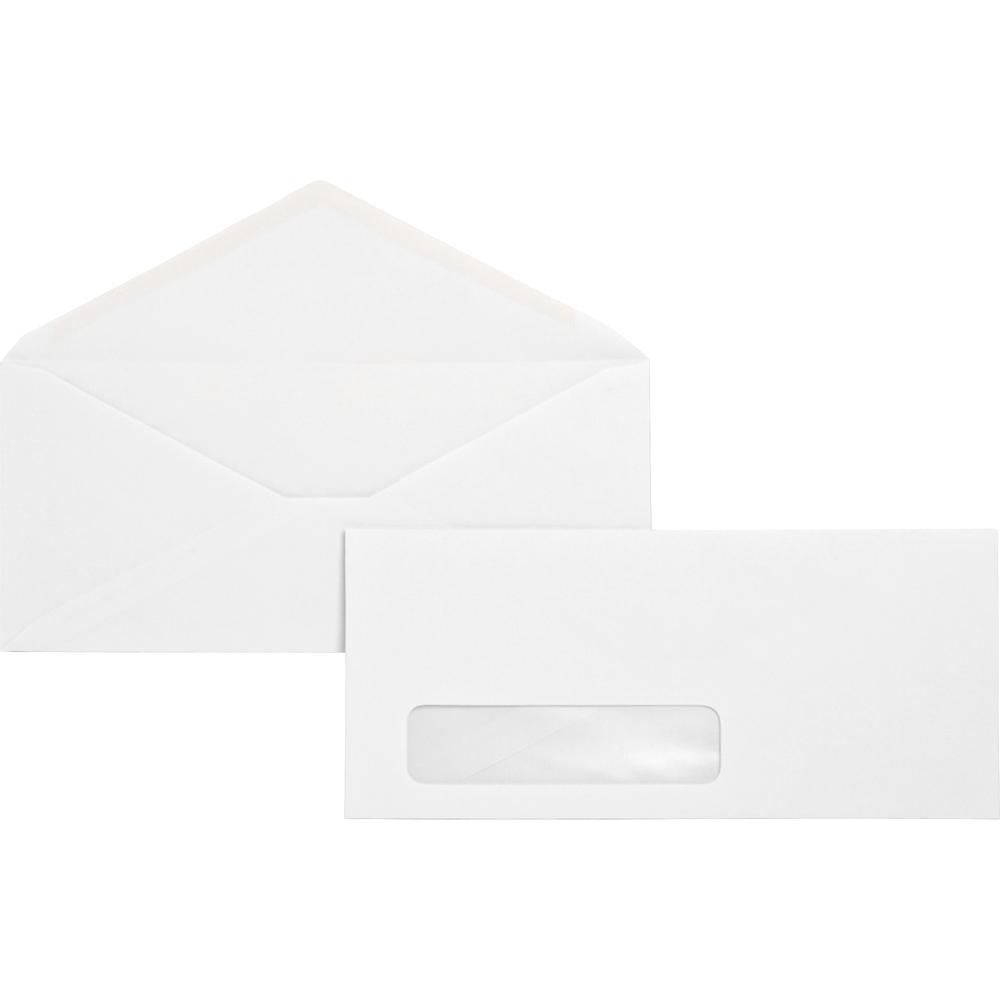 Business Source No. 10 Diagonal Seam Window Envelopes - Single Window - #10 - 4 1/8" Width x 9 1/2" Length - 24 lb - Gummed - White - Wove - 500 / Box. Picture 2