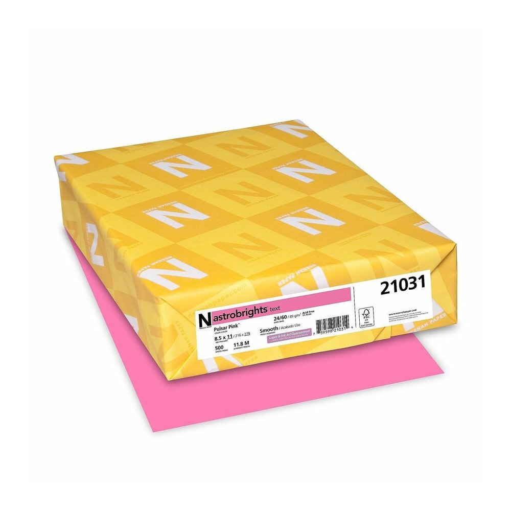 Astrobrights Colored Paper - Letter - 8 1/2" x 11" - 24 lb Basis Weight - Acid-free, Lignin-free - Pulsar Pink - 500 Sheets - 500 / Pack. Picture 4