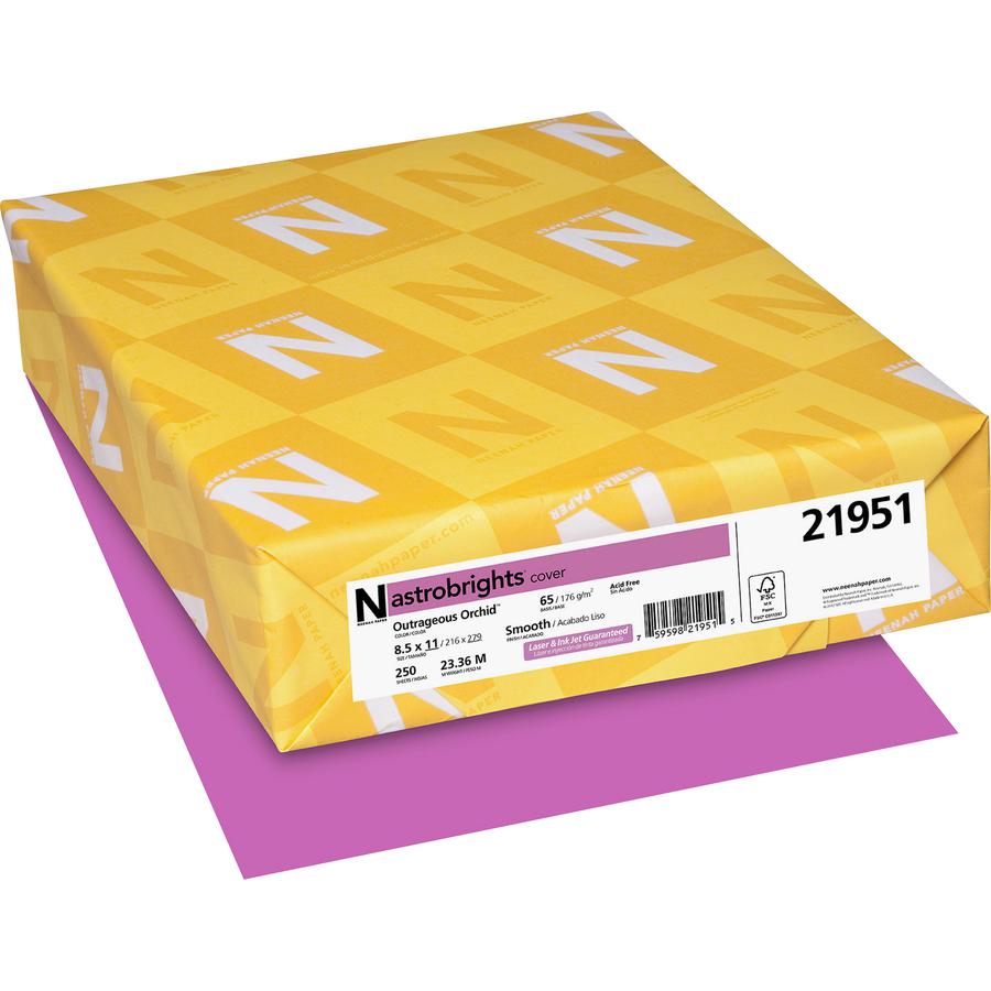 Astrobrights Color Cover Stock - Orchid - Letter - 8 1/2" x 11" - 65 lb Basis Weight - 250 / Pack - FSC - Acid-free, Lignin-free - Outrageous Orchid. Picture 3